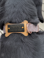 Slide-on Leather/Stainless ID for dog collar (Dog Bone Shape)