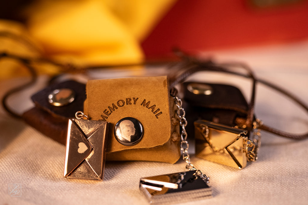 Memory Mail Necklace - Golden Rod Leather