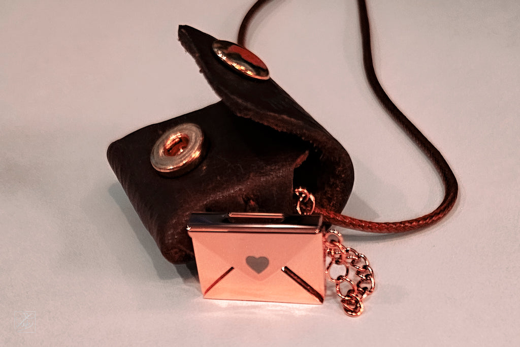 Memory Mail Necklace - Golden Rod Leather